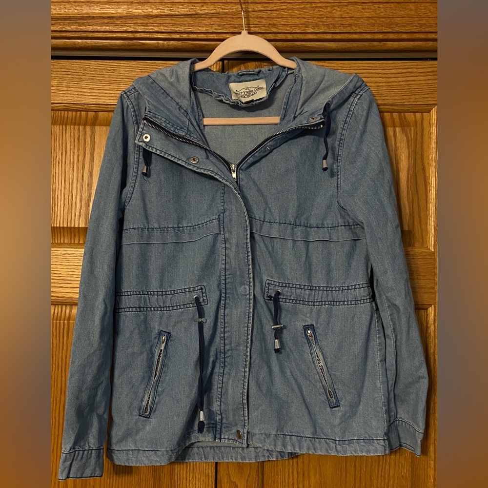 Ashley Vintage Charm Blue Denim Hooded Jacket Medium